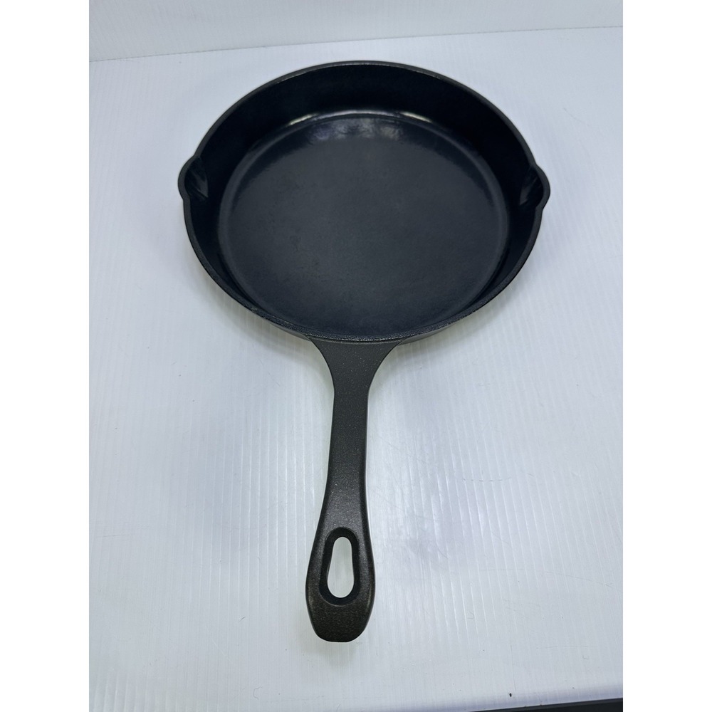 VIKING BRAND 10.5" Cast Iron Dark Grey Enamel Double Spout Skillet Frying Pan